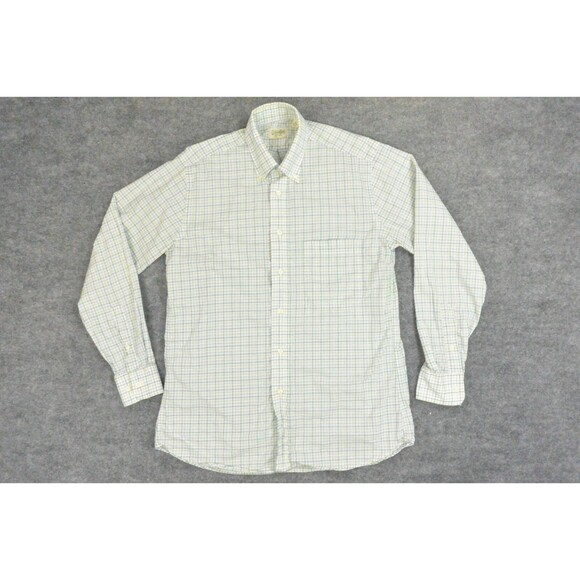 Gitman Brothers Shirt Mens Med Blue Yellow Plaid Made in USA - Picture 1 of 10